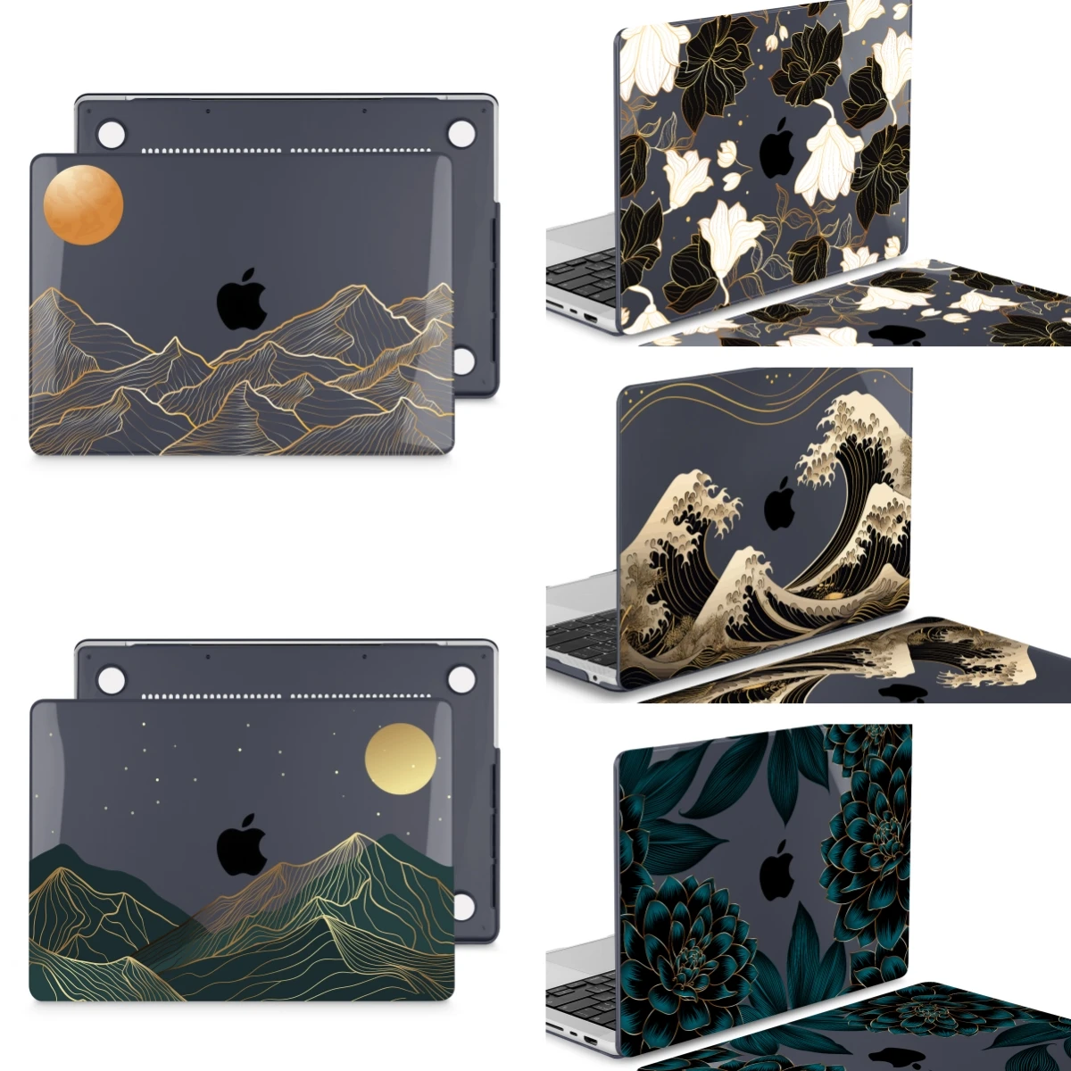 

Crystal Black Gold Mountain Pattern Hard Case For MacBook Pro 14 2025 M5 chip Air13 15 A2681 A3113 A3114 M2 M3 M4 M1 A2337 Pro16