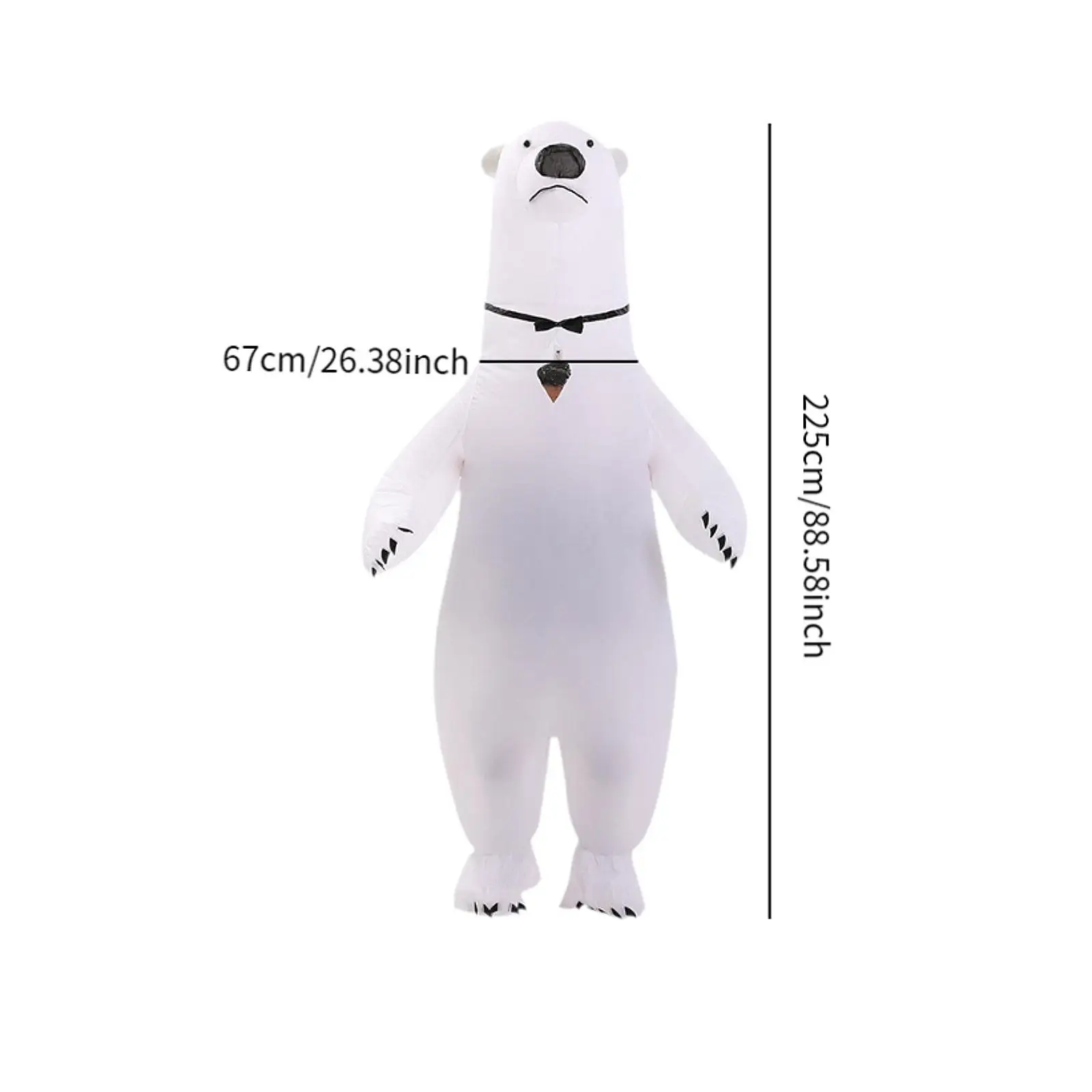 Wit opblaasbaar beer kostuum polyester dieren jumpsuit draagbaar luchtblaaspak voor Halloween cosplay party festival carnaval