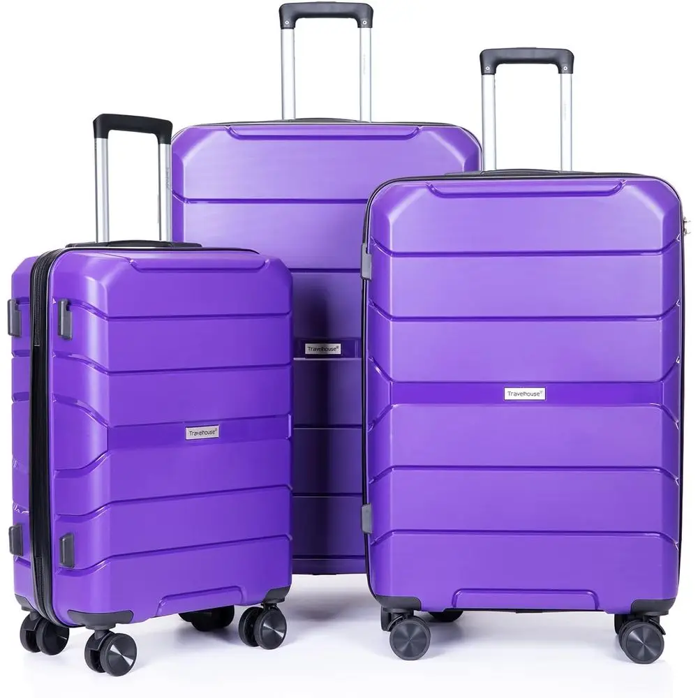 

Набор из трех чемоданов с вращающимися колесами и замком TSA, легкий, устойчивый к царапинам, для ручной клади (20, 24, 28 дюймов)