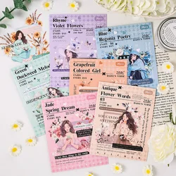 Mr. Paper, 6 Styles, 10 Sheets Each, PET Film Cutting Stickers, Girl Flower Stickers, DIY Handmade Collage Decoration Materials