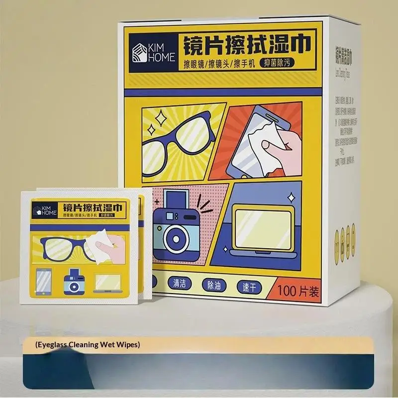 100Pcs Disposable Lens Cleaning Wipe Quick: Dry Anti Fog Dust Remover Wet Paper Eyeglasses Camera