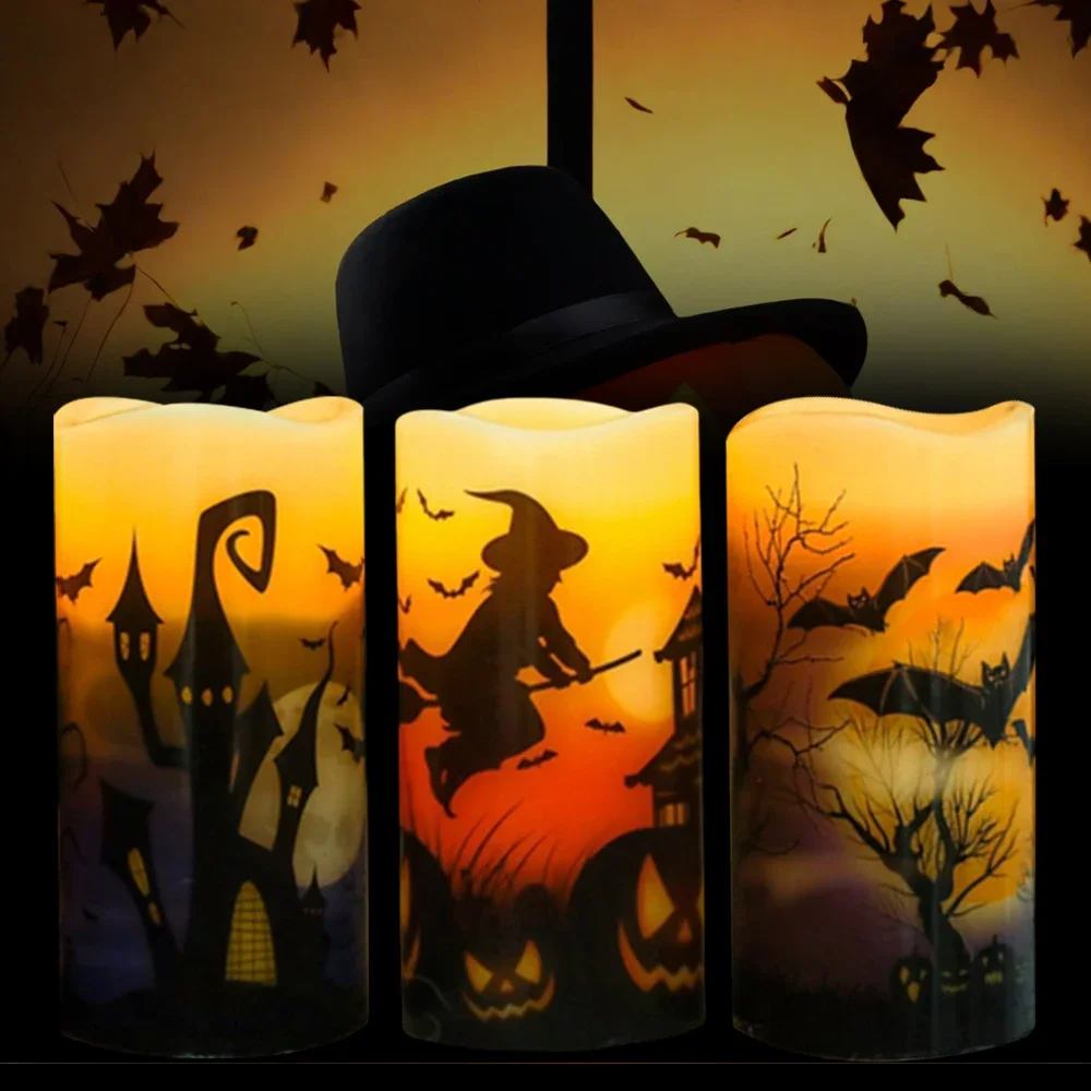 

LED Halloween Candle Height 15cm Battery Operated Flameless Flickering Tea Light Garden Home Decoration Electronic Candles