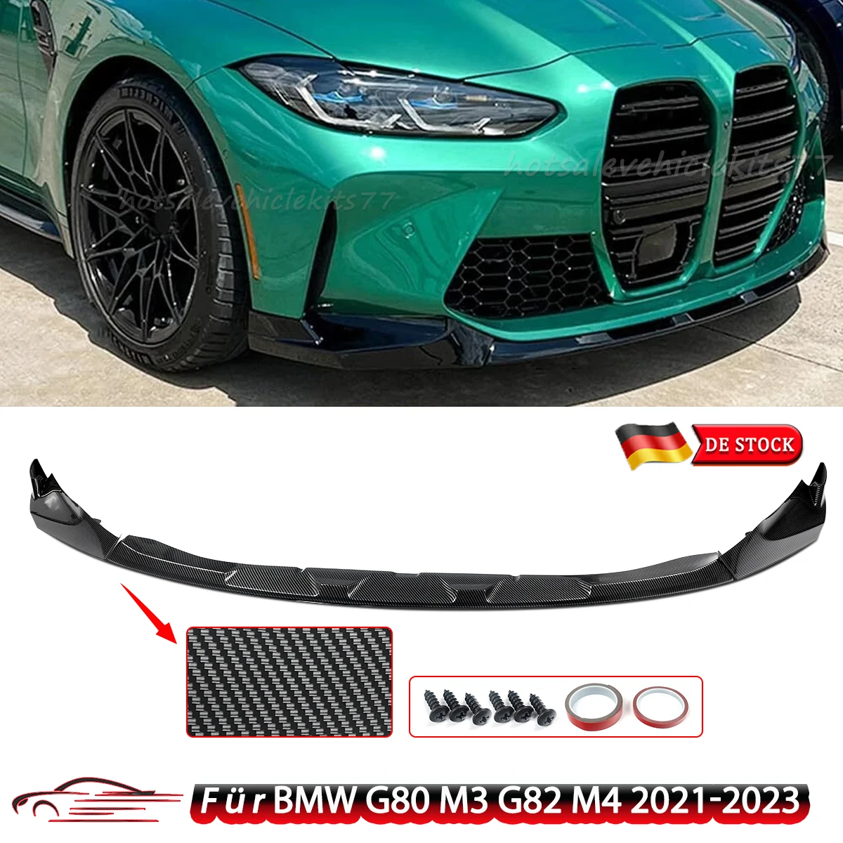 Image of SAIQINGSP Frontspoilerlippe Frontsplitter Frontspoiler für BMW M3 G80 M4 G82 G83 2021 2022 2023 2024 Autozubehör