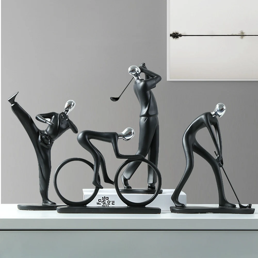 1Bicycle Rider Statue Abstract Modern Figurines Sculpture Sportsman Bike Cyclist Cycle Statue Room Bookshelf Home Office Bedroom