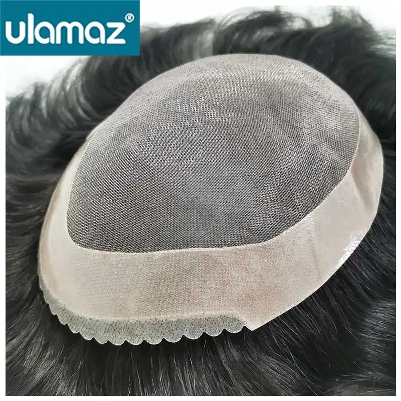 Fine Mono Male Hair Prosthesis 5"X7" Toupee Hair Wig For Men Durable Wig Man Human Hair Men's Wig Hair System Replacement Unit