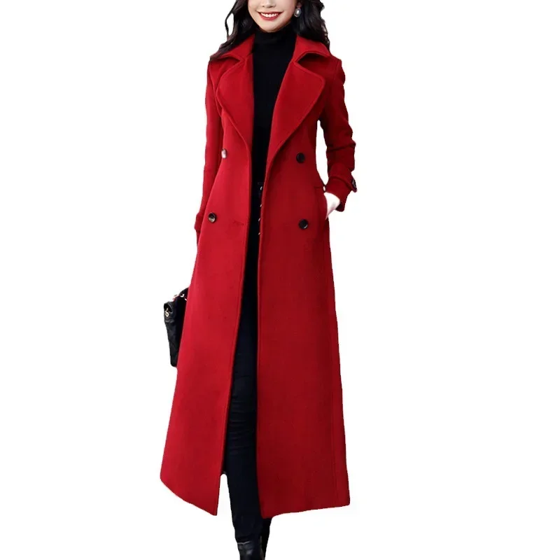 

Women‘s Coat Winter Korean Fashion Long Coated Thickened Woolen Winter Coat for Women Black Coat Harajuku