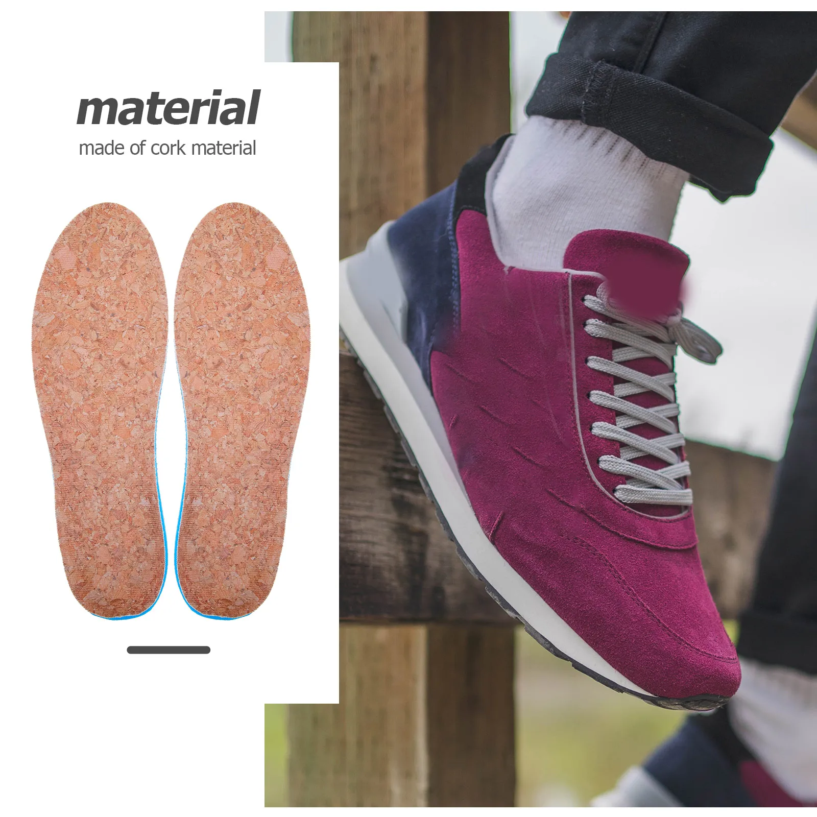 

Heightening Insoles Cork Lifting Cushion Inserts 41-42 Size Soft Sole Invisible Heel Lift Pads Height Increase Shoe Pads