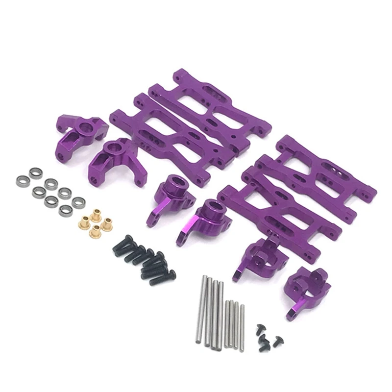 2Set Metal Steering Cup Swing Arm Upgrade Parts Kit For Wltoys 144001 1/14 124018 124019 1/12 RC Car Accessories,Purple