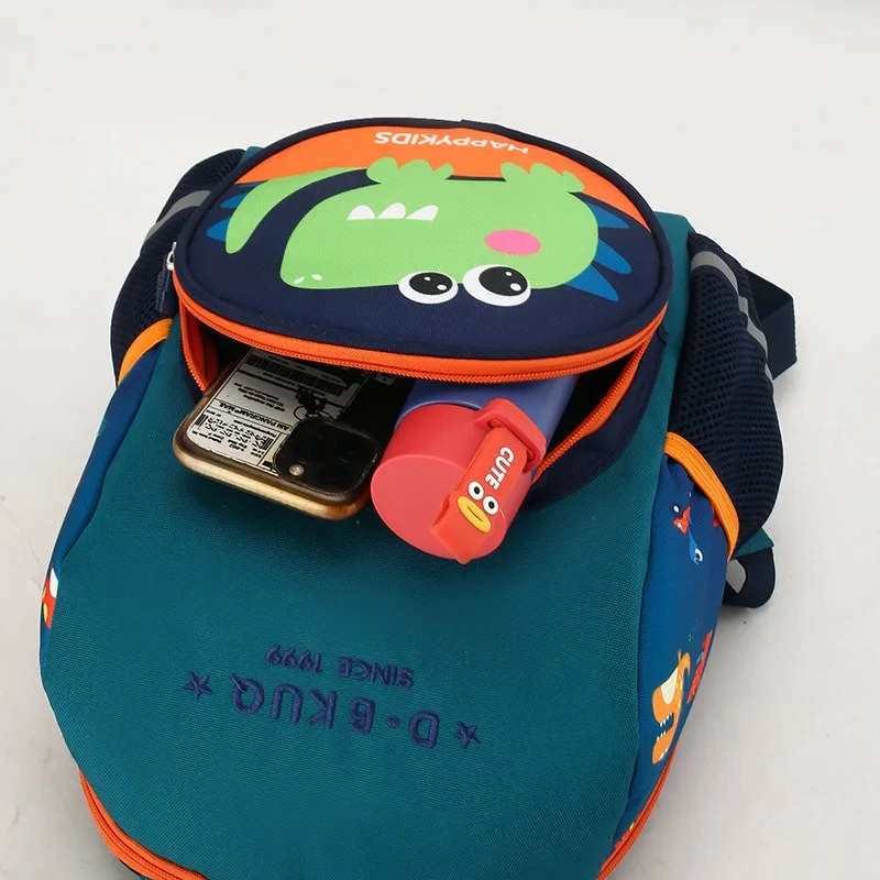 2024 New children\'s backpack cartoon cute elementary school backpack dinosaur print double back backpack