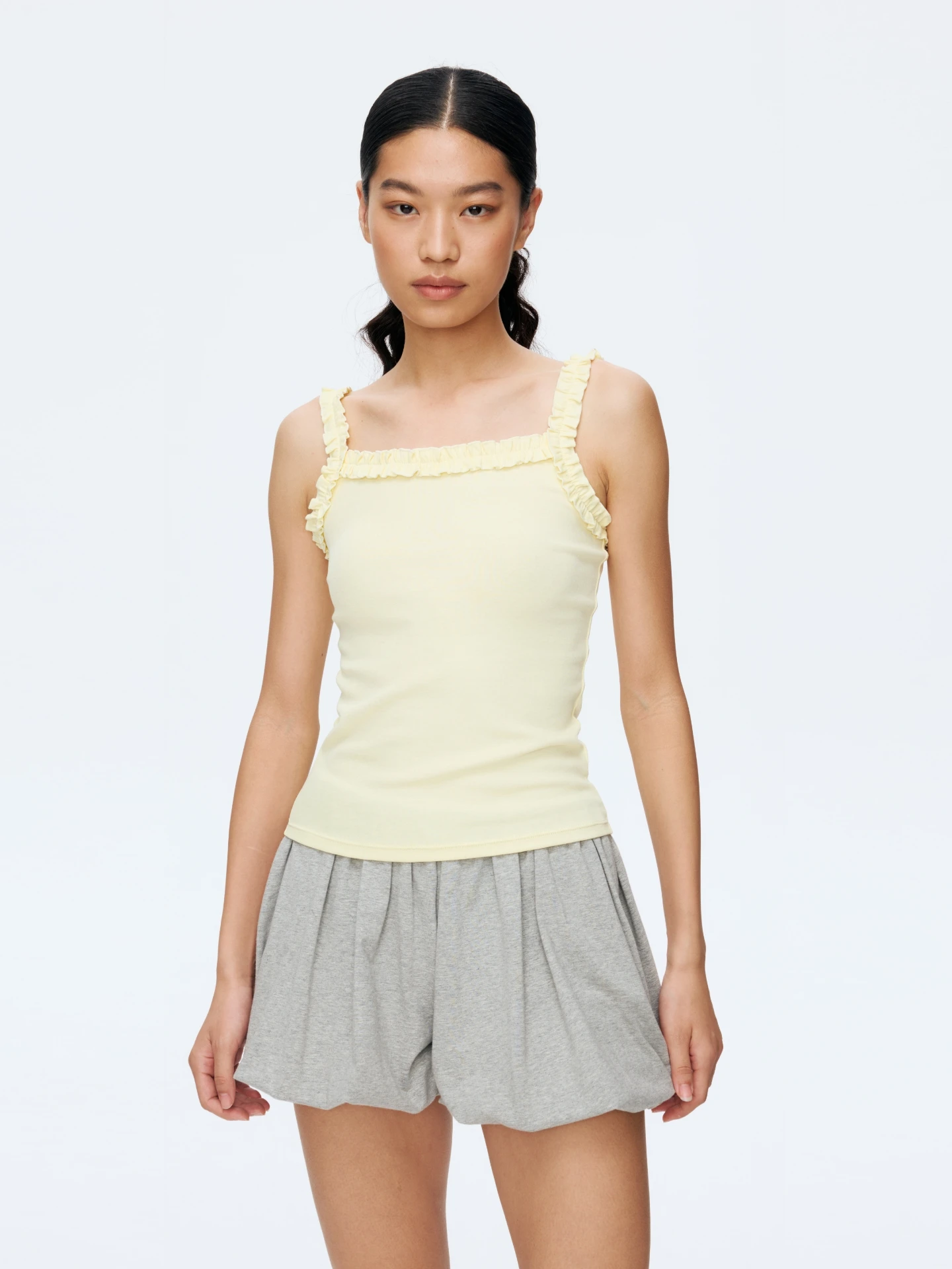 

Oneup Strong Twist Lace Trim Camisole Tank Top Women's Summer Outdoor Wear Slim Design Commute Top Cotton Spandex Blend