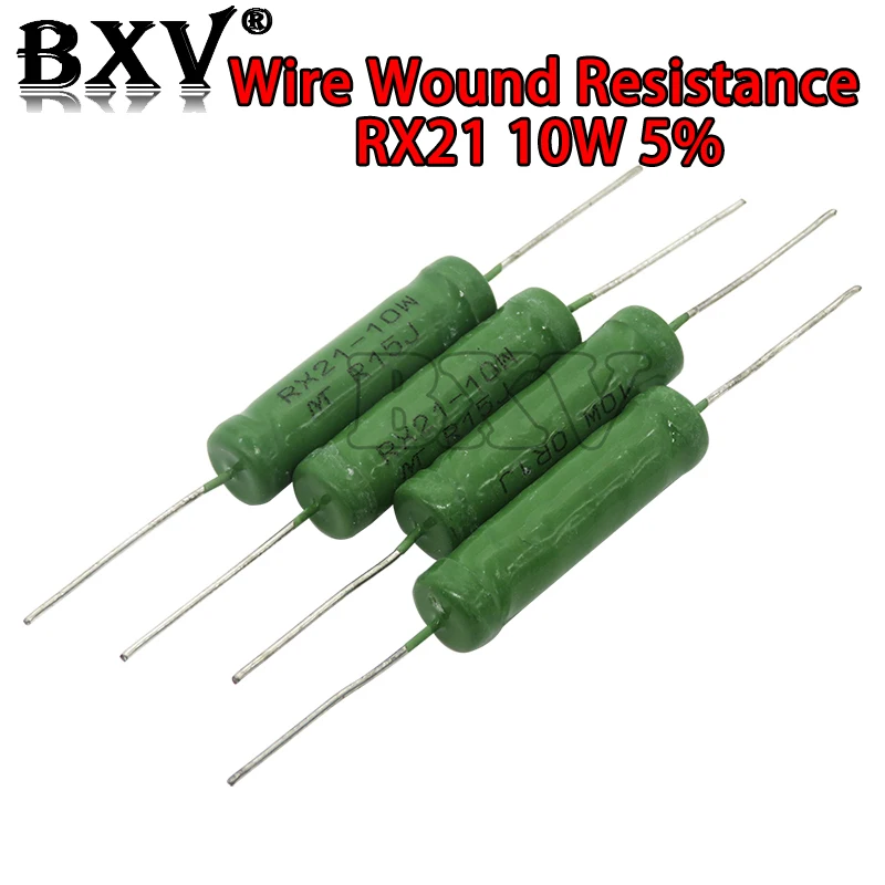 5PCS/LOT RX21 10W Wire Wound Resistance 5% New 1R 10R 100R 1K 10K 12K 15K 18R 20R 22R 24R 27R 30R 33R 36R Resistor