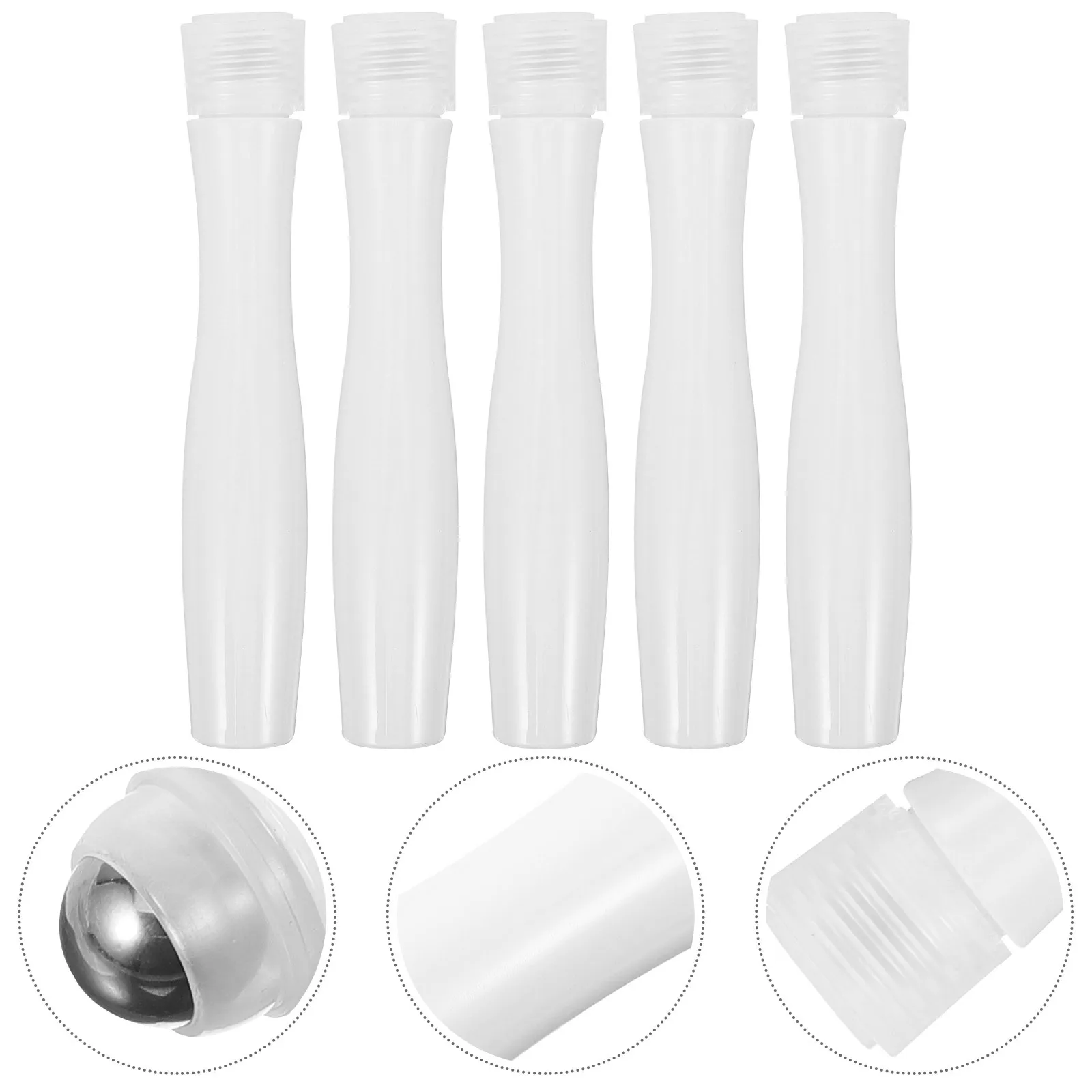 Garrafa de aroma vazia compacta, 5 peças 15ml material pp grosso sem vazamento fácil recarga multiuso roll-on perfume sub-garrafa