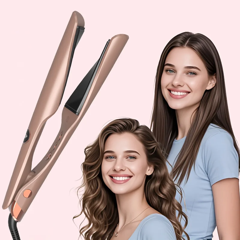 2-in-1 Hair Straightener And Curling Iron Floating Plates Anti-Frizz for Salon-Worthy Waves Curls And Straight Styles at Home