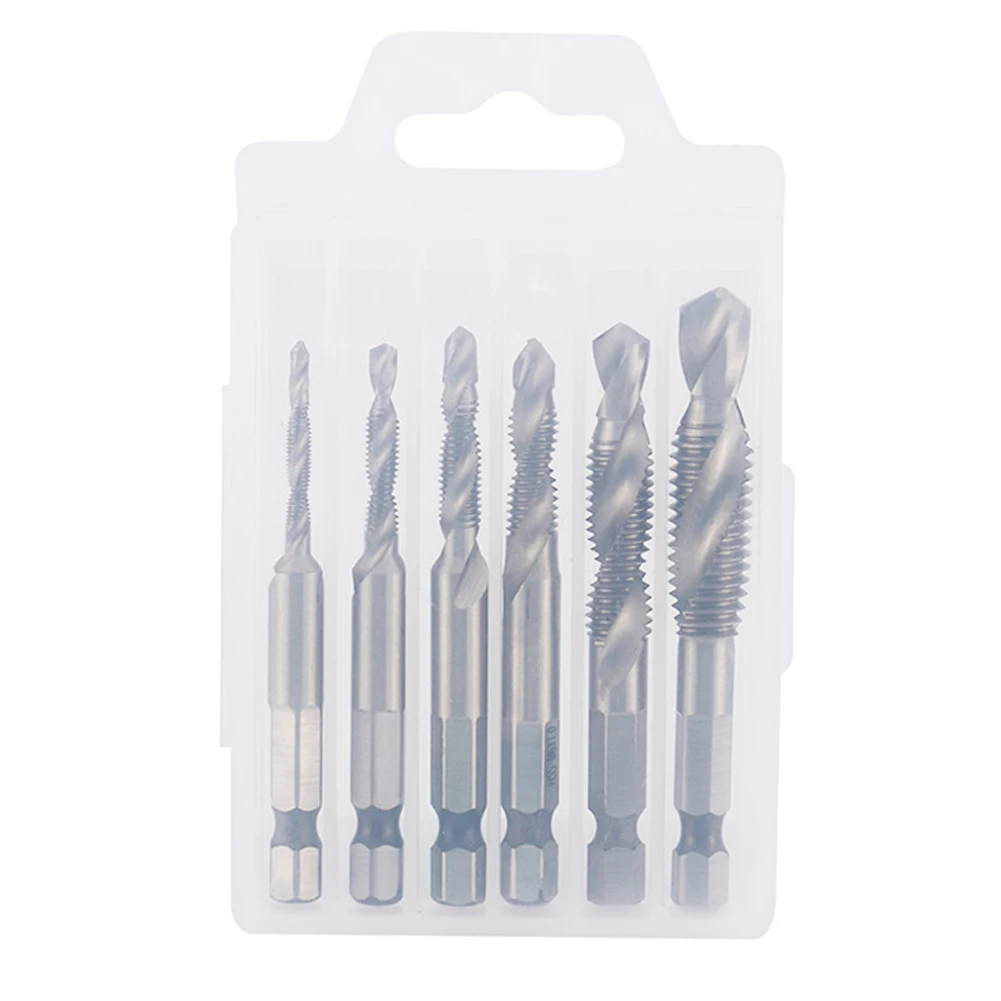 6 Stuks M3-M10 Schroefdraad Metrische Tap Boor Bits Hss Schroef Tapping Bit Hex Schacht Metalen Boor Bit Set Voor Monteur