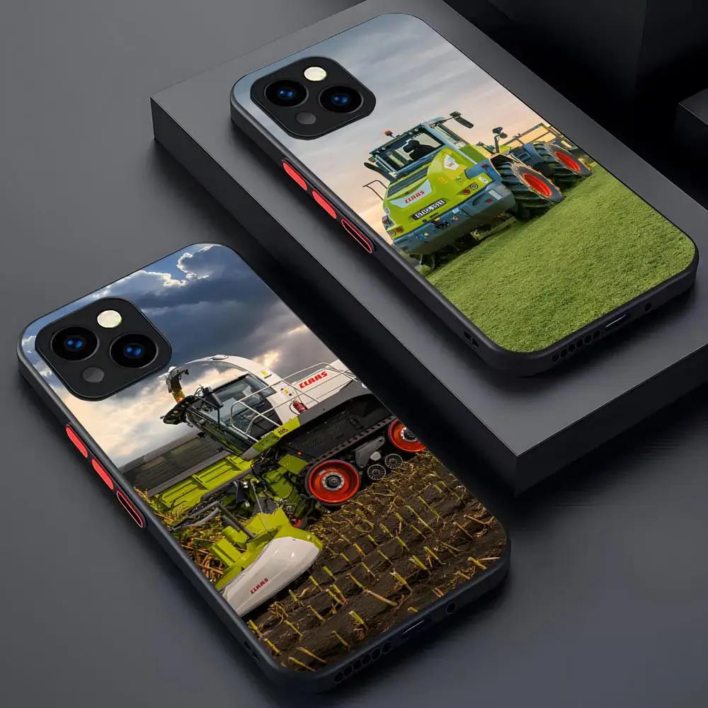 Tractor CLAAS Phone Case Matte Transparent For 16 15 IPhone 12 11 13 Pro Max X XR XS 8 SE Mini Plus Back Cover