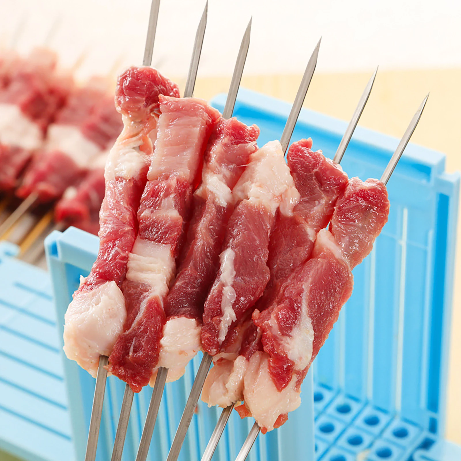 49 Holes Barbecue Stringer Box Portable BBQ Skewer Maker Tool Detachable Meat Skewer Maker Box Multifunction for Beef Pork Meat