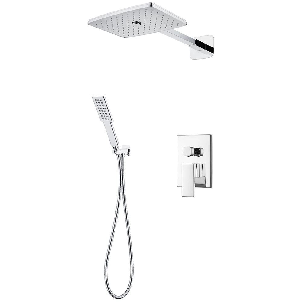 

Hot Selling Black Concealed Shower Set 2-Way In-Wall Brass Rainfall Shower Head Bath Faucet With Ceramic Valve Core For Hotels