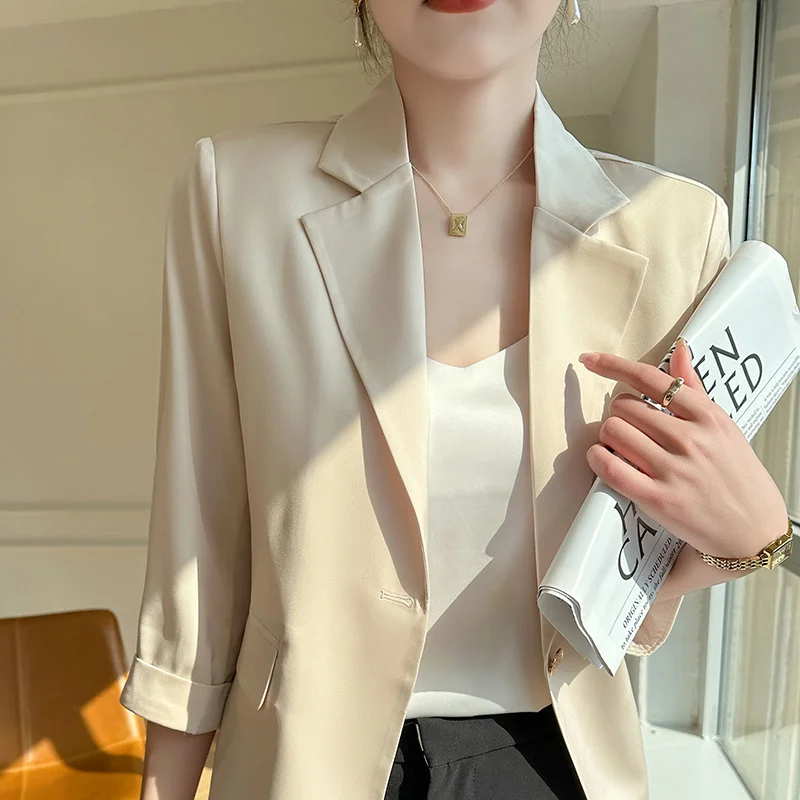 Żakiet damski oferta moda koreańska do pracy biurowej dla kobiet elegancja casual proste garnitury jednolity kolor letnie szorty krótki rękaw top
