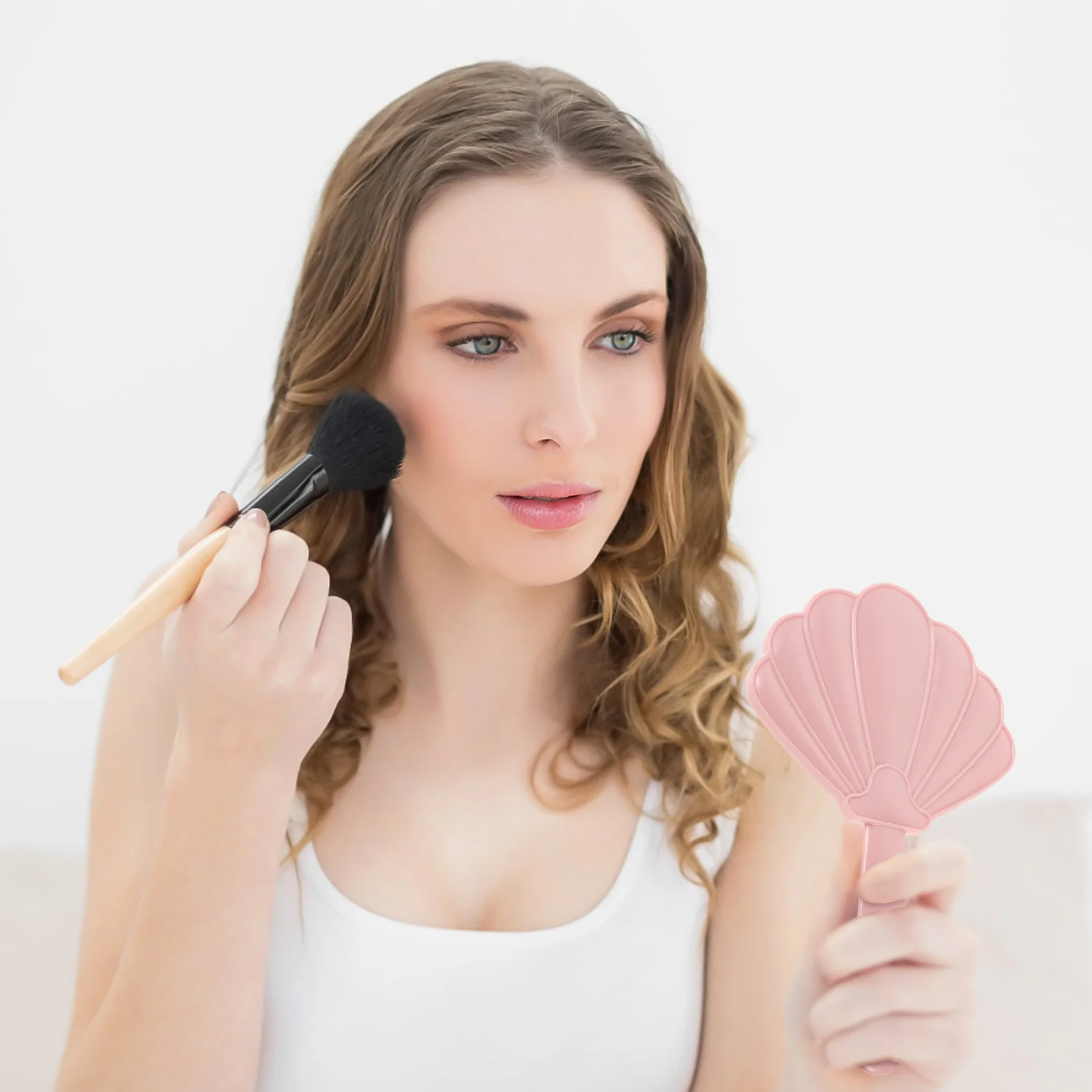 

Cute Handheld Shell Compact Mirror for Travel Portable Makeup Girls Women Small Hand Mirror High Definition Clarity