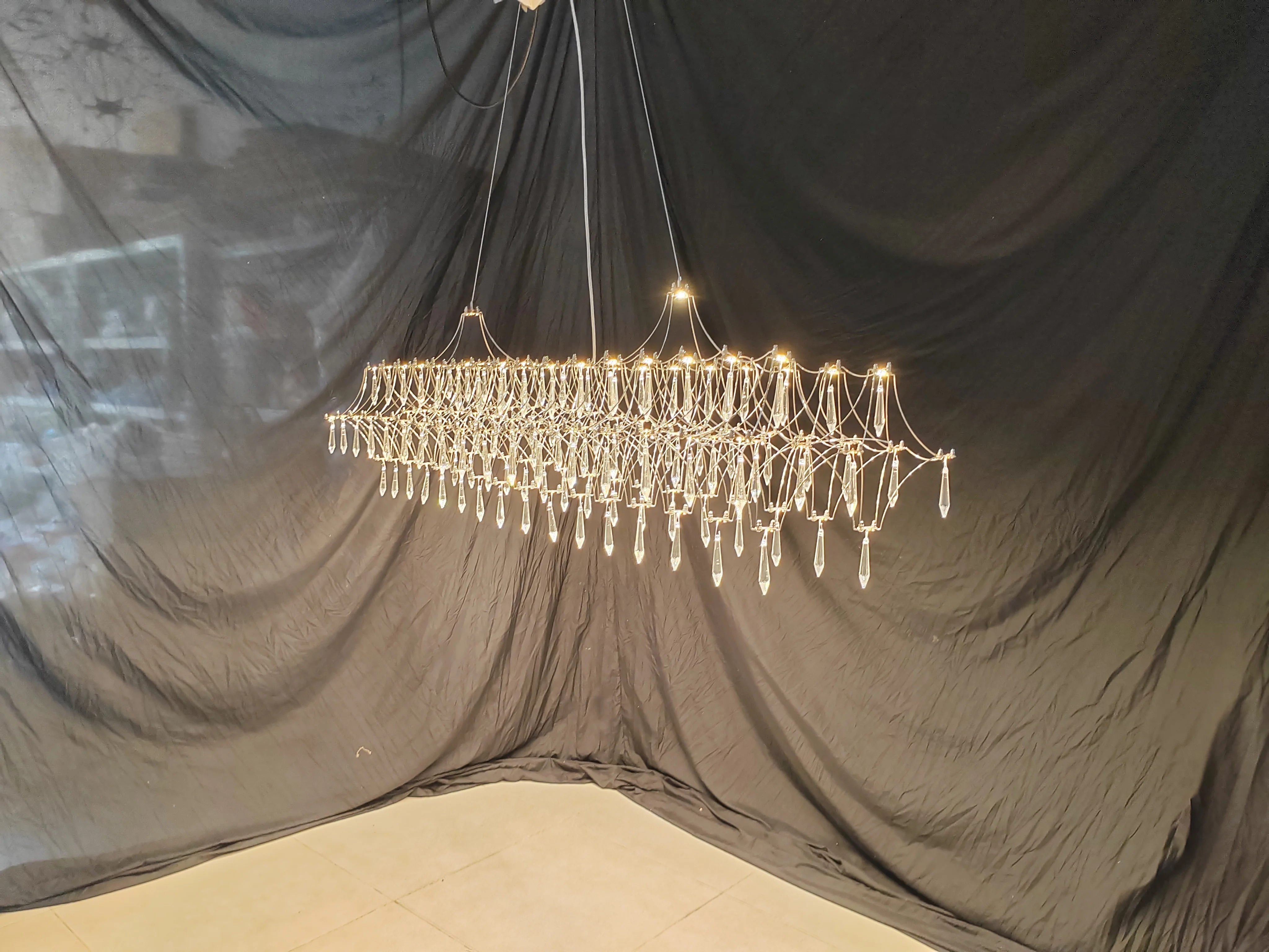 Restaurant Strip Chandelier Postmodern Light Luxury Lobby Front Desk Lamp Designer Minimalist Bar Dining Table Crystal LED Lamp
