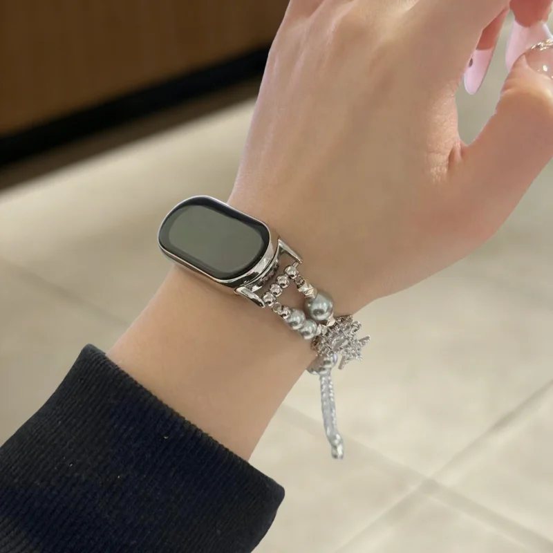 Star Moon Pearl Diamond Strap Suitable Xiaomi Band 8Pro/9Pro, For Mi Band 3/4/5/6/7, 8/8NFC/9/9NFC/10/10NFC, For Redmi Watch5/4/ view 4