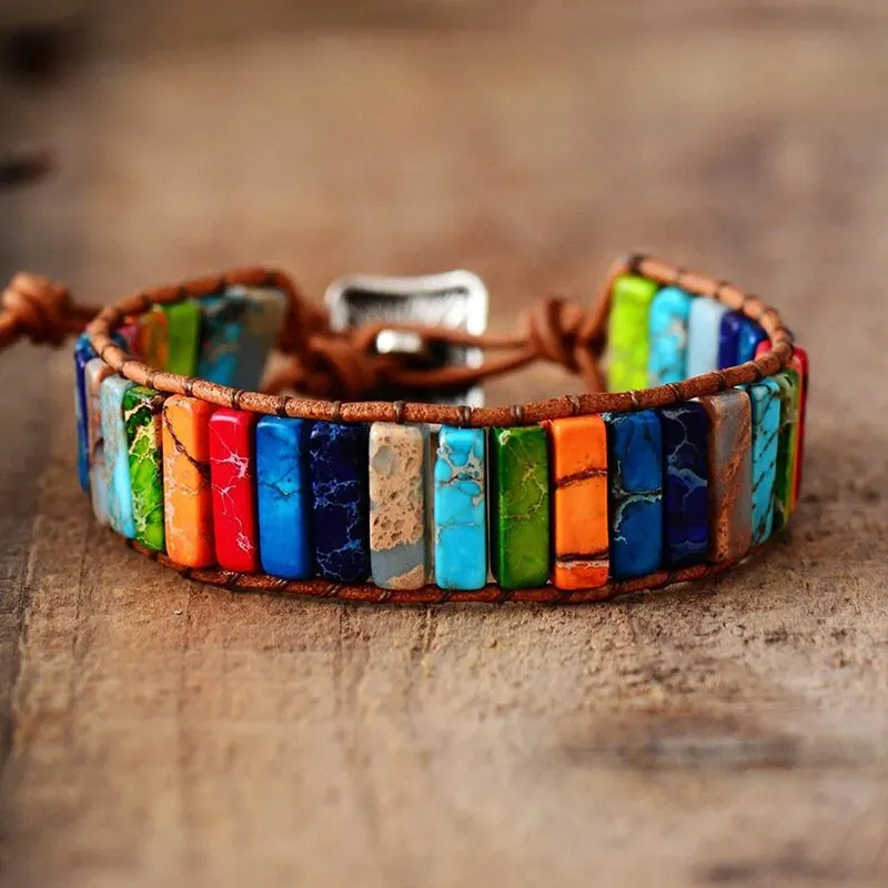 Bohemian Multicolor Emperor Stone Bracelet, 7 Chakra