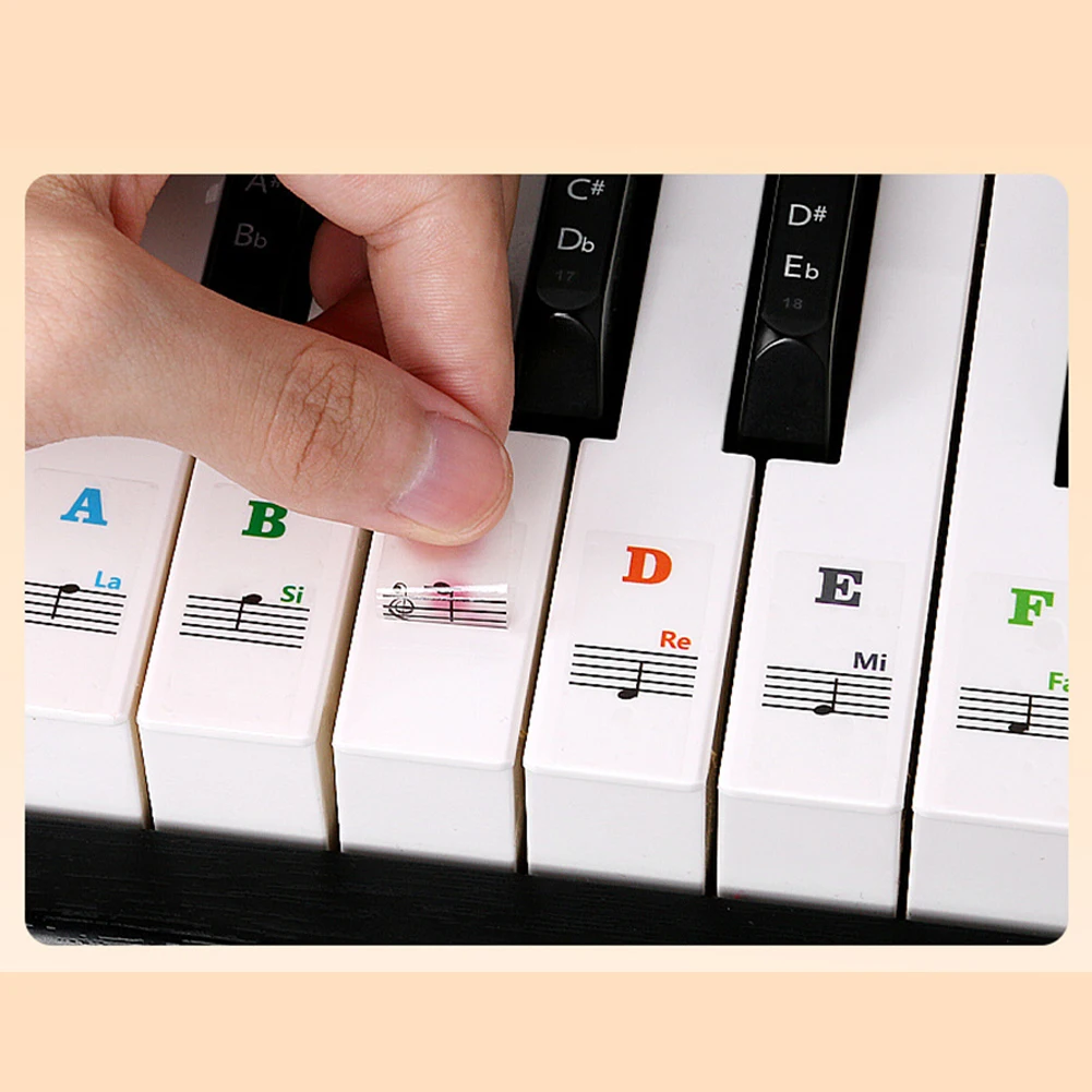 For Piano Lovers Piano Decal Notes Piano Stickers 88/61/54/49/37 Keys Approx. 25*23cm Balck Colorful Brand New