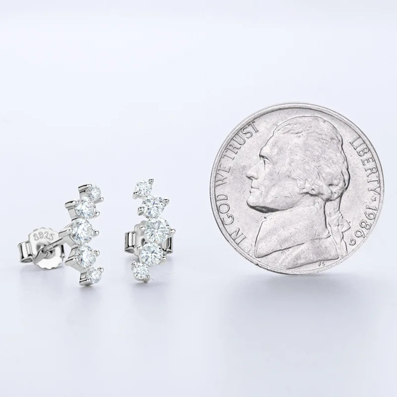 Moissanite Stud Earrings 925 Sterling Silver 18k Plated  Smile Earrings For Women Jewelry