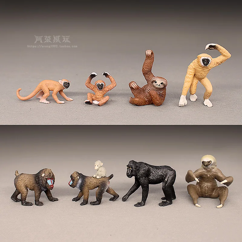 Cognitive Simulation Primate Wild Animals Action Figures Model Squirrel Monkey Gibbon Mandrill Miniature Ornament Accessories