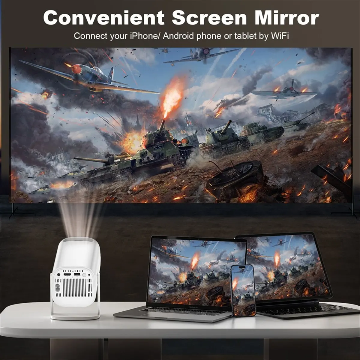 

(BAAY) Умный проектор P30 с Wi-Fi 6, Android 11, поддержкой декодирования 4K для домашнего кинотеатра, 150 ANSI люмен, вилка EU
