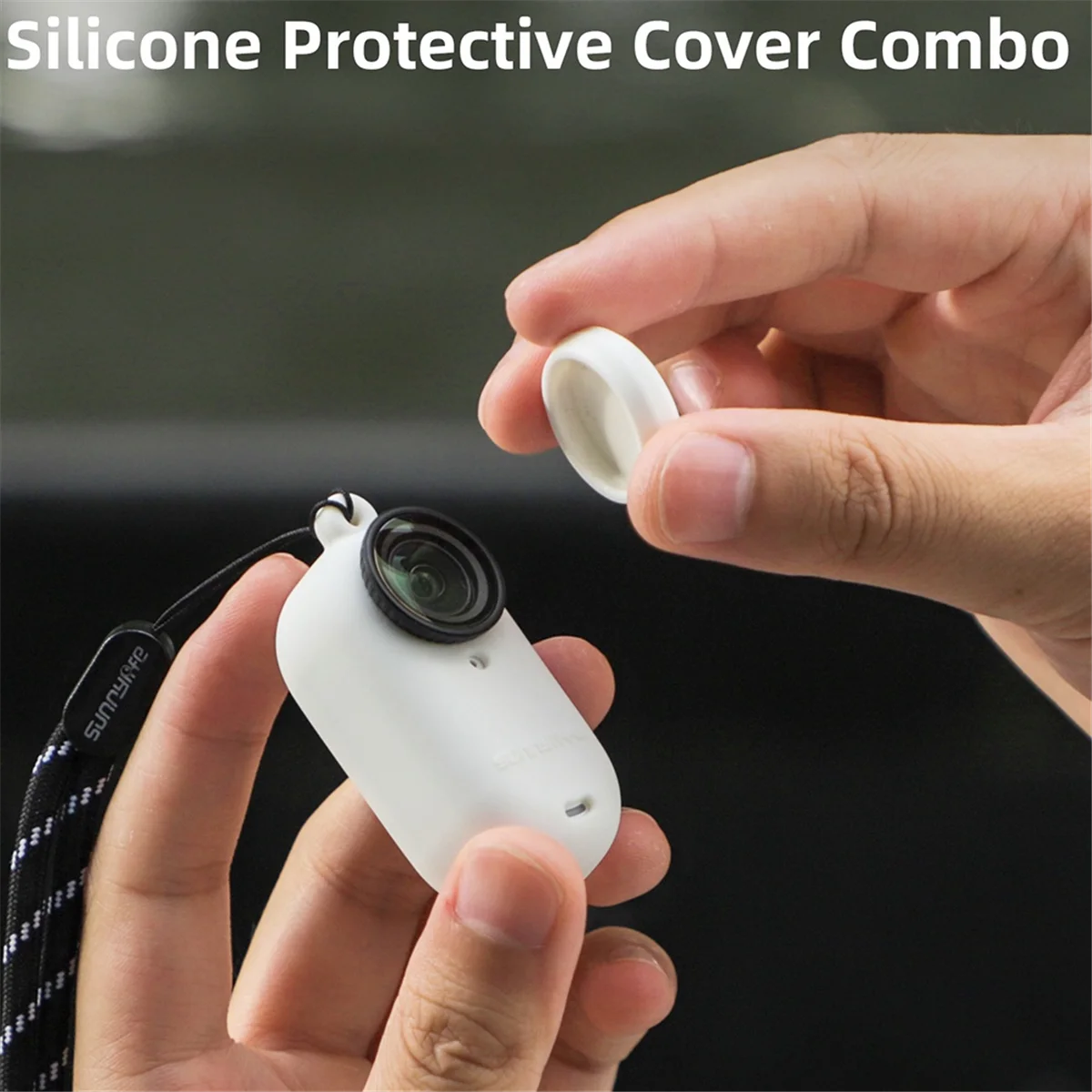 Protective Case for Shadowstone GO 3S Silicone Case Thumb Camera Lens Cap Protective Case with Lanyard White