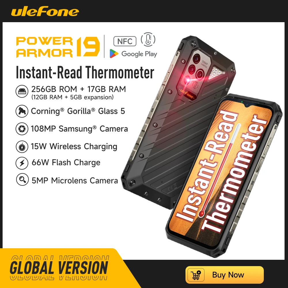 ulefone power armor 19 telefone robusto android 12 celular 17gb de ram 256gb rom 108mp 4g 66w 9600mah global 01