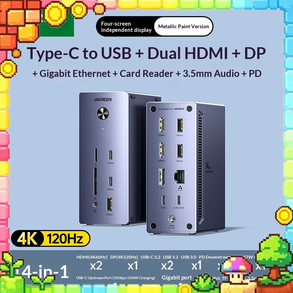 UGREEN CM843 Expansion Dock USB Typec HDMI Suitable For Charging Two Devices Simultaneously For MacBook Pro Air Laptop