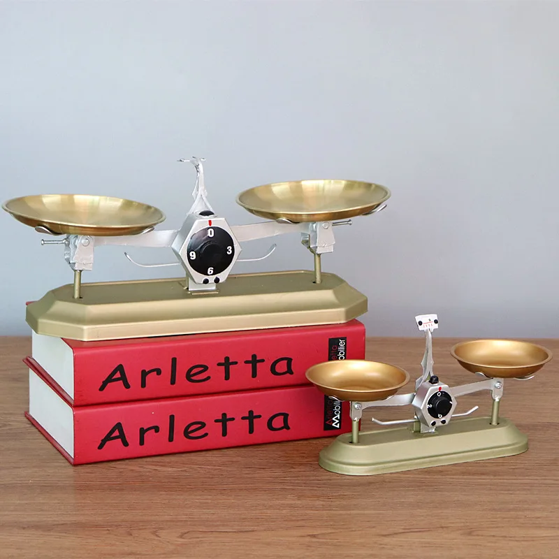 DIY handmade Vintage Iron Metal scale balance Model Home Decoration handcraft Vintage ornaments