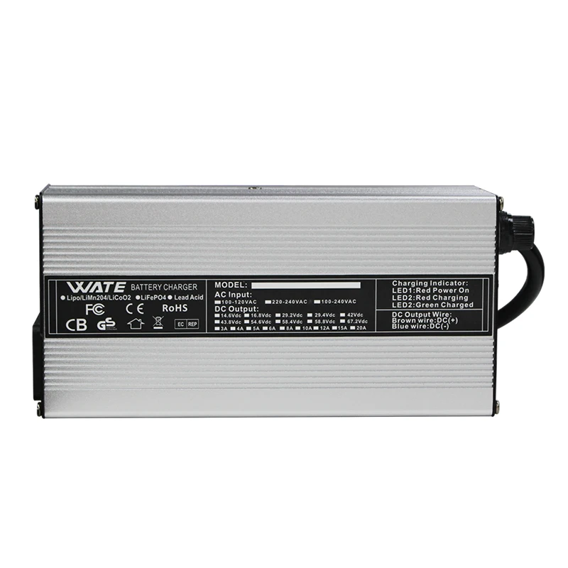 شاحن 67.2 فولت 10 أمبير غلاف ألومنيوم ذكي مناسب لبطارية ليثيوم 16 ثانية 60 فولت شحن سريع، آمن ومستقر