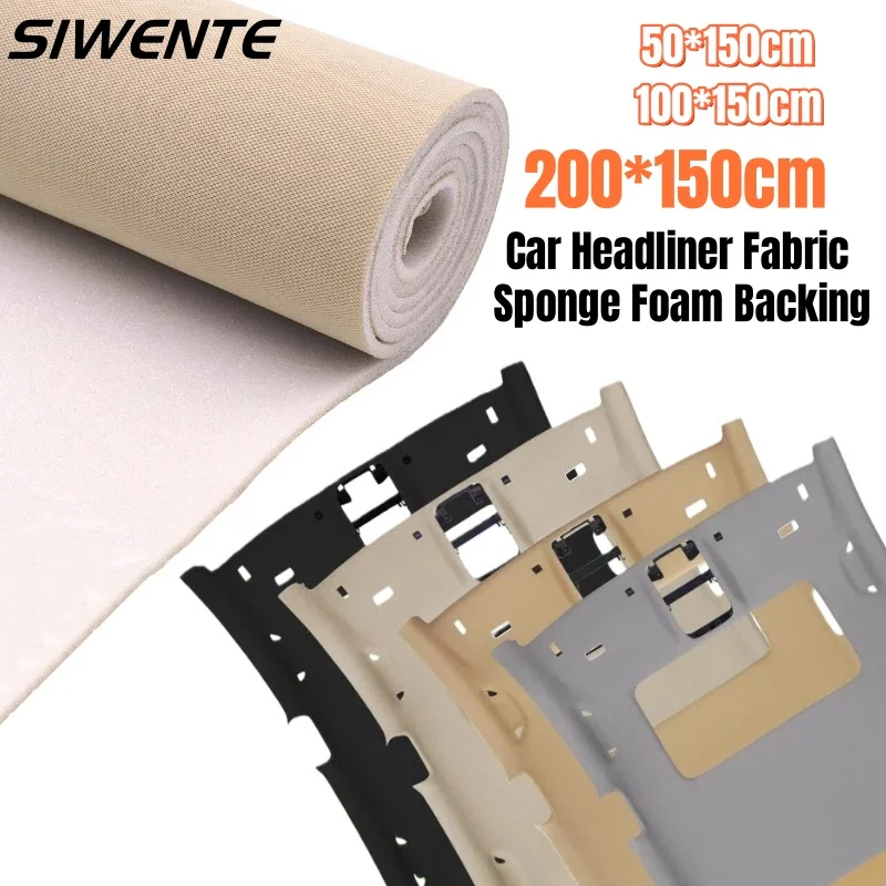 

Breathable Mesh Roof Fabric with Sponge Backing Non-Stick Renovate Car Headliner Fabric Repair Auto Interior Fix Sagging Ceiling