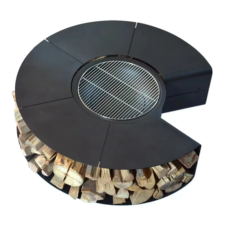 

Modern Stainless Steel Courtyard Firewood Stove Surround Table Outdoor Wall Stove Roasting Platform Campfire Pot