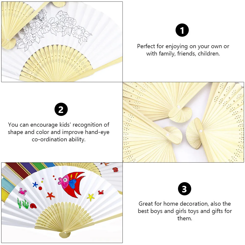 10 قطعة مراوح ورقية فارغة يمكنك صنعها بنفسك مراوح يدوية قابلة للطي للأطفال رسم مشاريع إبداعية مروحة ورق قابلة للطي لعبة جرافيتي مضحكة #1