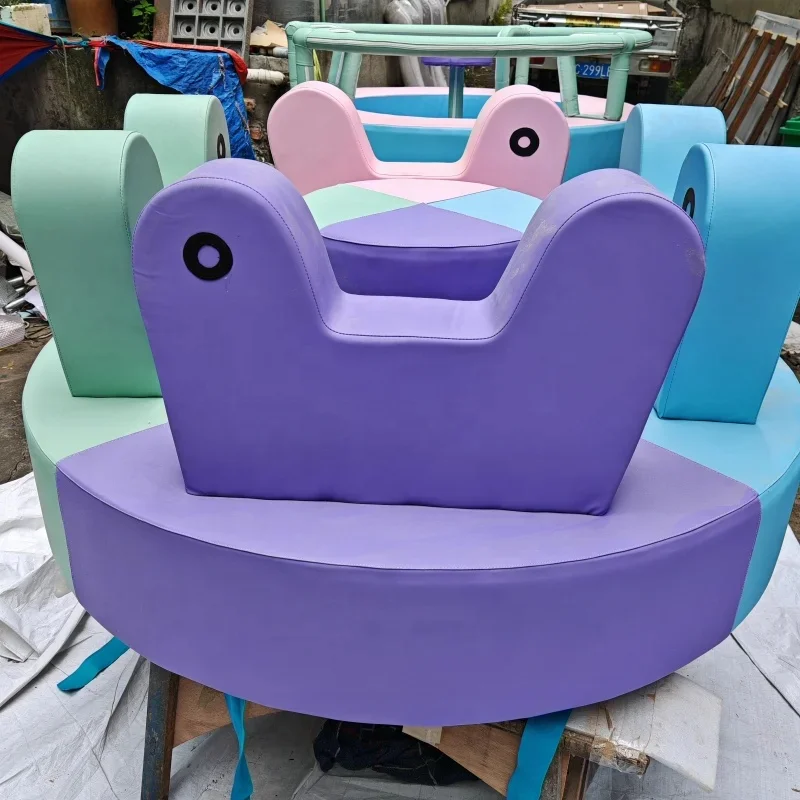 Nice pink Lilac Pastel Motorized Animal Kids Birthday Rental Party Soft Play Merry Go Round Soft Play White Soft Play Carousel