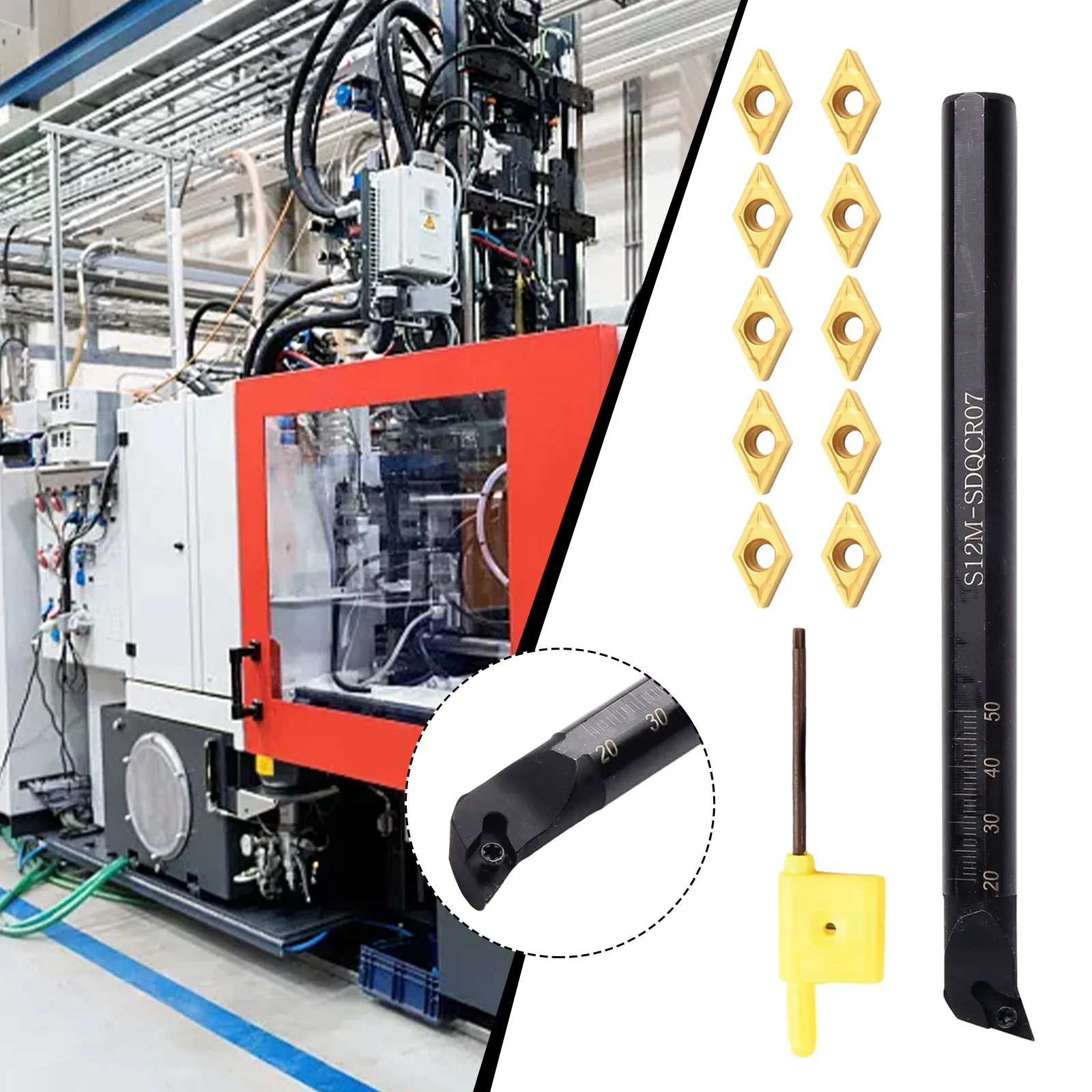 

Держатель токарного станка S12M SDQCR07 с повышенной жесткостью и сопротивлением в сложных состоянии с использованием вставки DCMT070204