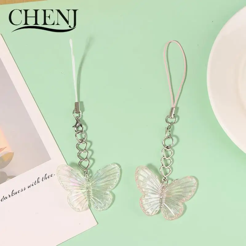 Sweet Cool Colorful Butterfly Charm Mobile Phone Chain Lanyard Cell Phone Strap Keychain Bags Pendant Decor