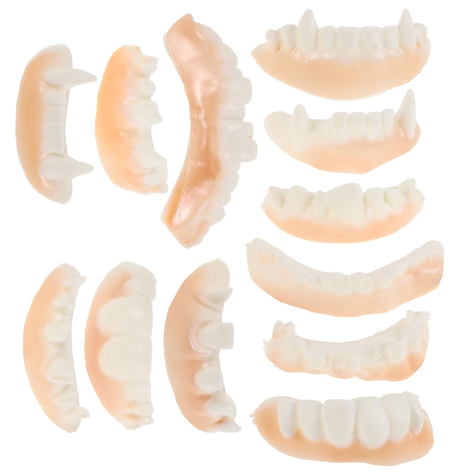 12 Pcs Halloween Dentures Horror Scene Decoration Props Party Favor Costume Teeth Cosplay Fangs Pvc