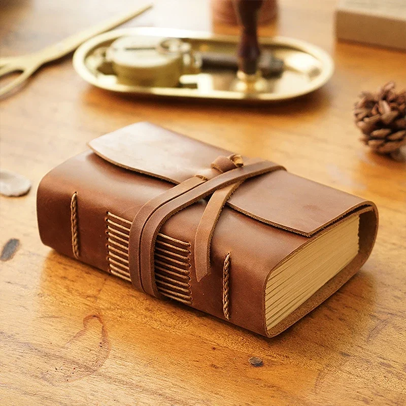 Classic Retro Thickened Genuine Leather Notebook Diary Planner Kraft Paper Journal Diary Planner Creative Sketchbook Notepad New