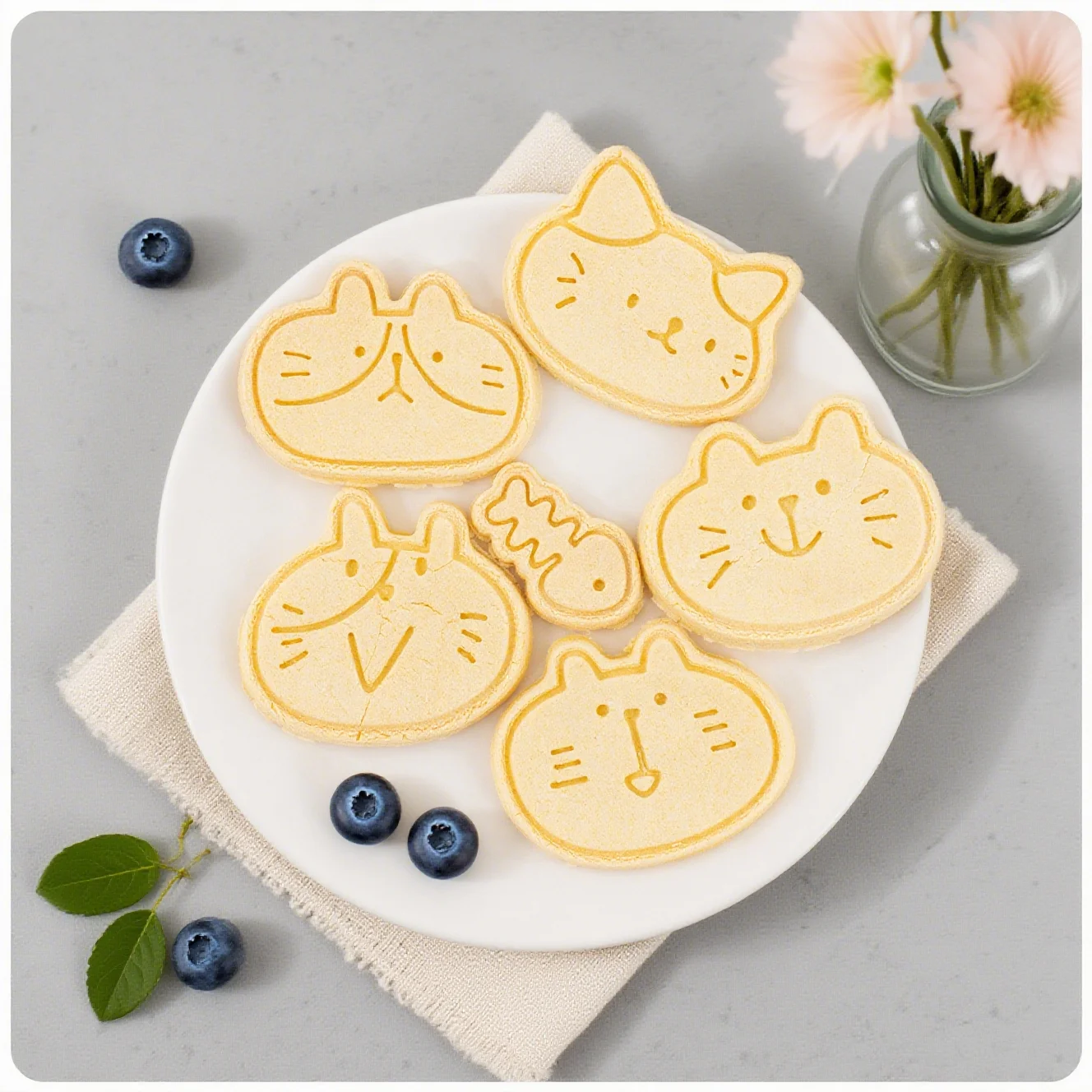 Adorables moldes para galletas de espina de pescado en forma de gatito, juego de 6 piezas, molde cortador de galletas de mantequilla para galletas, accesorio creativo para herramientas de horneado