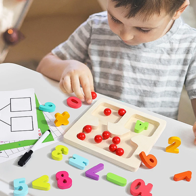 Montessori Kinderen Tellen Wiskunde Speelgoed Rekenkundige Optellen Aftrekken Leermiddel Met Antwoordblad Logisch Denken Leren