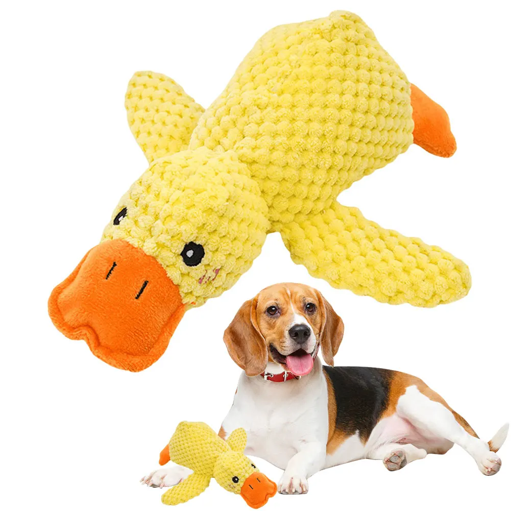 Dog Calming Duck Pet Plush Toy with Quacking Sound Small Yellow Duck Stuffed Animals Chew Toy For Small Large Dogs Pet Supplies