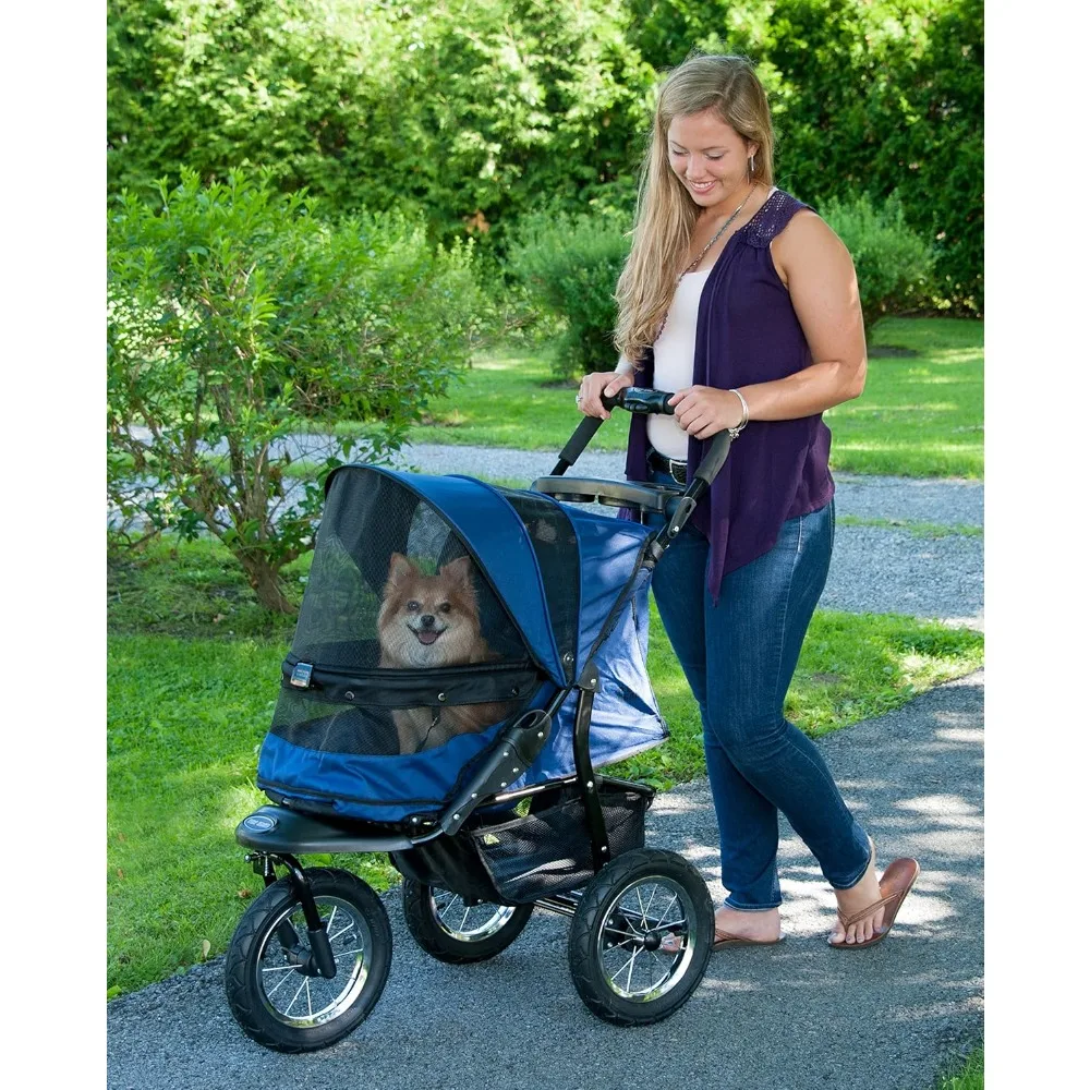 

No-Zip AT3 Pet Stroller for Cats/Dogs, Zipperless Entry, Easy One-Hand Fold, Jogging Tires, Removable Liner