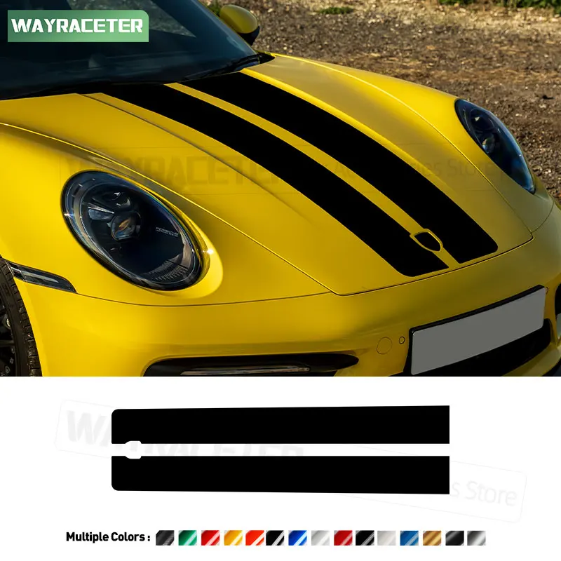 Car Engine Cover Carbon Fiber Vinyl Decal Hood Stripes Sticker For Porsche 911 992 Macan Taycan Panamera 718 Cayman Boxster 2026