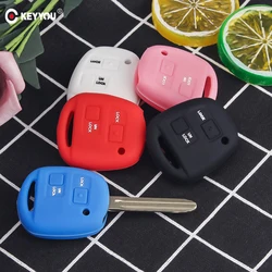 KEYYOU 2 Buttons Silicone Car Key Fob Case Cover Skin For TOYOTA CAMRY RAV4 Corolla PRADO YARIS Tarago For LEXUS