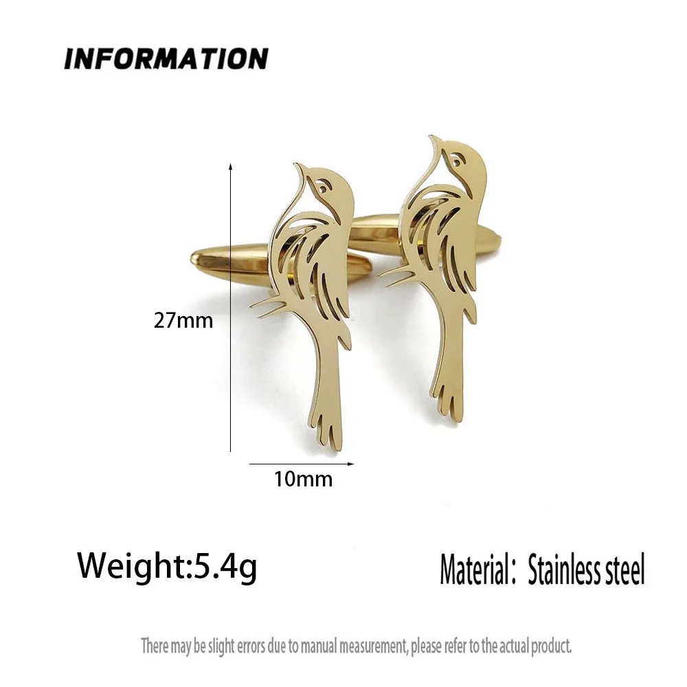 Magpie bird 18k stainless steel men's cufflink, shirt cufflink jewelry, a small gift for your boyfriend